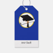 Afstudeerkap met diploma - blauw cadeaulabel (Achterkant)