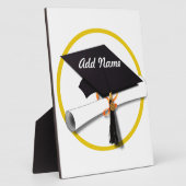 Afstudeerkap met diploma en goudcirkel fotoplaat (Zijkant)