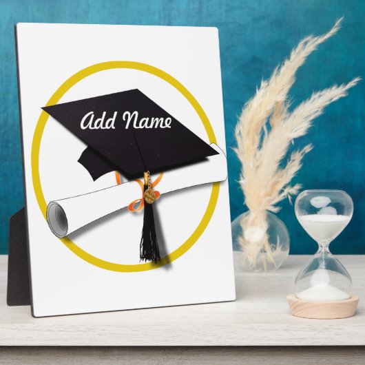 Afstudeerkap met diploma en goudcirkel fotoplaat (Zijkant)