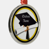 Afstudeerkap met diploma en goudcirkel metalen ornament (Rechts)