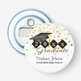 Afstudeerkap zwart Gold op maat Button Flesopener