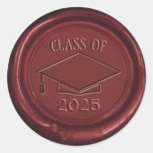 Afstudeerkapklasse van 2025 Red Wax Seal Ronde Sticker (Voorkant)
