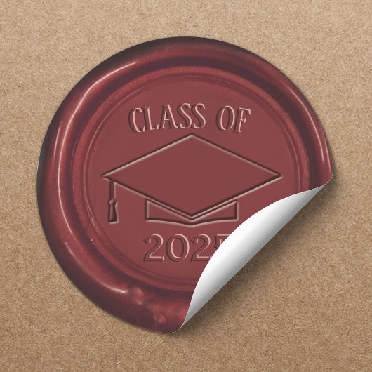 Afstudeerkapklasse van 2025 Red Wax Seal Ronde Sticker