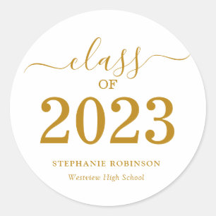 Afstudeerklas 2023 Gouden Script  Ronde Sticker