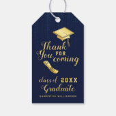 Afstudeerklas 2025 Blauw en Goud Bedankt Afstudeer Cadeaulabel (Achterkant)