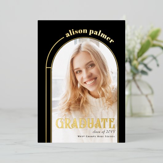 AFSTUDEERKLAS 2025 eindexamenfoto Folie Uitnodiging (Staand Voorkant)