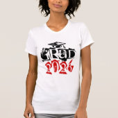 Afstudeerklas 2026 grunge rode tekst graduatie t-shirt (Voorkant)