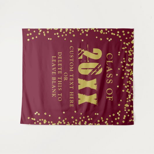Afstudeerklas JAAR Roodgoud Confetti Op Maat Wandkleed (Voorkant (horizontaal))