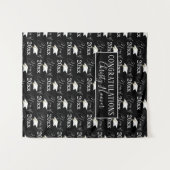 Afstudeerklas Script Naam Foto Prop Zwart Wandkleed (Voorkant (horizontaal))