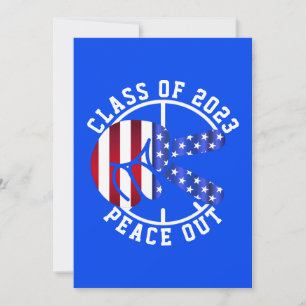 Afstudeerklas van 2025 Peace Out Geslaagd Blauw Kaart