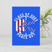 Afstudeerklas van 2025 Peace Out Geslaagd Blauw Kaart (Staand voorkant)
