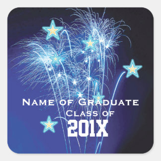 Afstudeerklas van 20xx Jaar Vuurwerk Rond of Vierkante Sticker