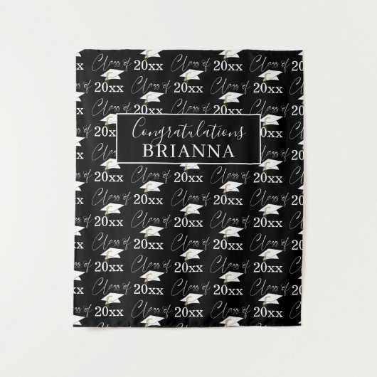 Afstudeerklas van Patroon Foto Rekwisiet Zwart Wit Wandkleed (Voorkant)