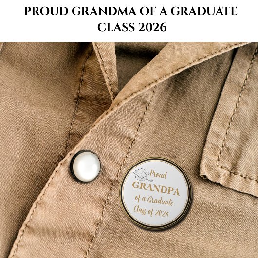 Afstudeerknop – Trots OPA van afgestudeerde 2026 Ronde Button 5,7 Cm