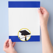 Afstudeerlampvoet met diploma - donkerblauwe achte flyer (Hand)