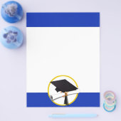 Afstudeerlampvoet met diploma - donkerblauwe achte flyer (Enkel)