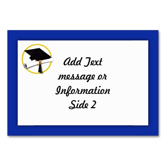 Afstudeerlampvoet met diploma - donkerblauwe achte kaart (Achterkant)
