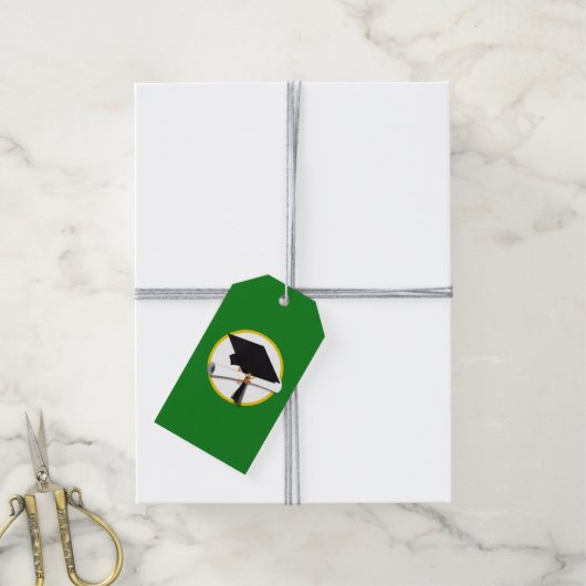 Afstudeerlampvoet met diploma - groen cadeaulabel (Met Touw)