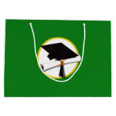 Afstudeerlampvoet met diploma - groene achtergrond large cadeautasje (Achterkant)