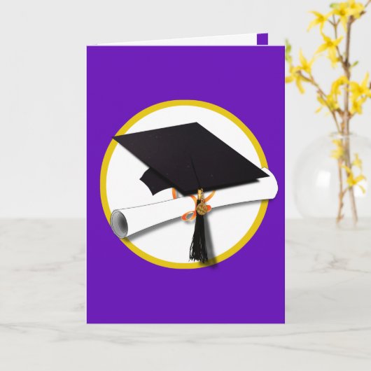 Afstudeerlampvoet met diploma — Paars Kaart (Gele Bloem)