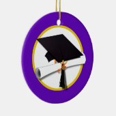 Afstudeerlampvoet met diploma — Paars Keramisch Ornament (Rechts)