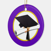 Afstudeerlampvoet met diploma — Paars Keramisch Ornament (Links)