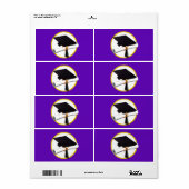 Afstudeerlampvoet met diploma — Paarse achtergrond Etiket (Full Sheet)