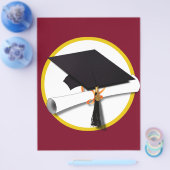 Afstudeermuts & Diploma - Donkerrode Achtergrond Flyer (Enkel)