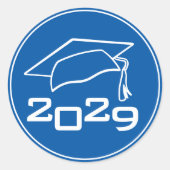 Afstudeermuts Klasjaar Blauw Ronde Sticker (Voorkant)