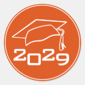Afstudeermuts Klasjaar Oranje Ronde Sticker (Voorkant)