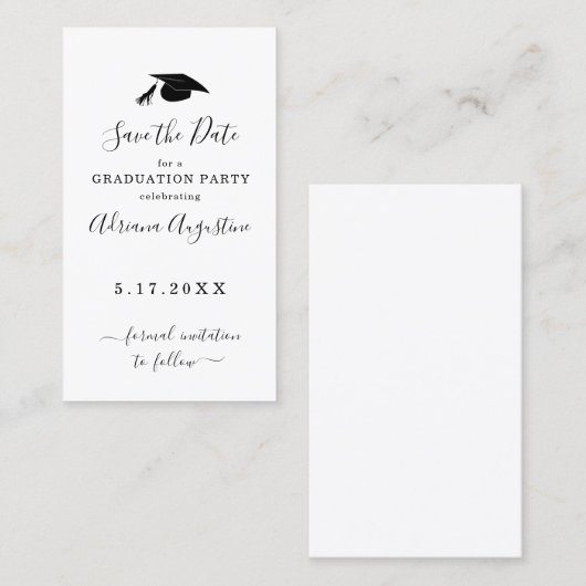 Afstudeerpartij De datum invoegen opslaan Visitekaartje (Voorkant / Achterkant)