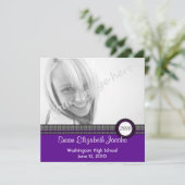 Afstudeerpartij in Paarse en zwarte uitnodiging (Staand voorkant)