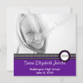 Afstudeerpartij in Paarse en zwarte uitnodiging (Voorkant)