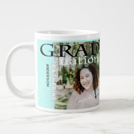 Afstudeerposter gestileerde foto blauw grote koffiekop