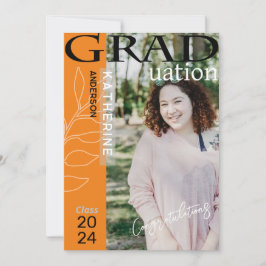 Afstudeerposter gestileerde foto oranje feestdagenkaart