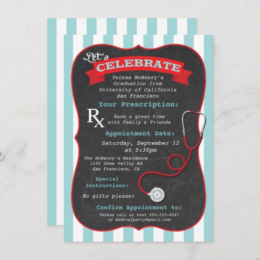 Afstudeerprescriptie Verpleegkunde of Geneeskunde Kaart (Voorkant / Achterkant)