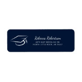 Afstudeerscript 2026 Navy Blauwe Retouradres Etiket (Voorkant)