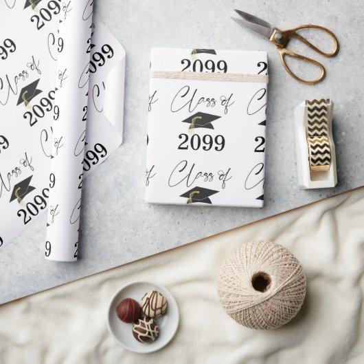 Afstudeerscript CLASS OF Jaar Minimalistisch Patro Cadeaupapier (Crafts)
