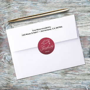 Afstudeerscript Crimson Envelopelakzegel Ronde Sticker