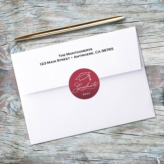 Afstudeerscript Crimson Envelopelakzegel Ronde Sticker