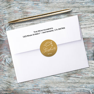 Afstudeerscript Gouden Envelopzegel Ronde Sticker