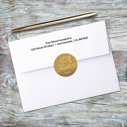Afstudeerscript Gouden Envelopzegel Ronde Sticker