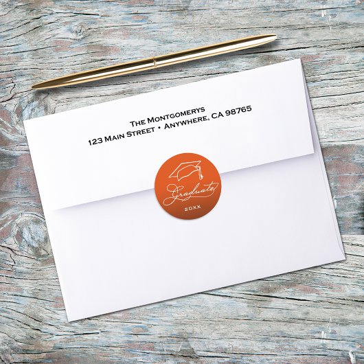 Afstudeerscript Orange Envelopzegel Ronde Sticker