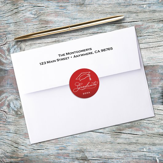 Afstudeerscriptie Rode Enveloppeelzegel Ronde Sticker