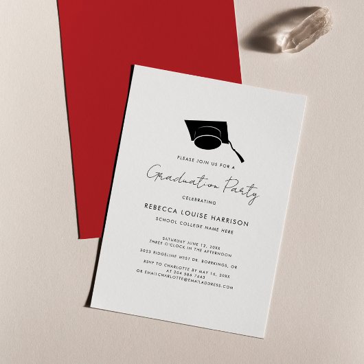 Afstudeerscriptie Rood Elegant Afstudeerfeest 2026 Kaart