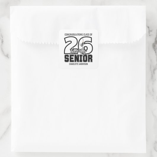Afstudeerslint Klas van 2026 Vierkante Sticker (Tas)