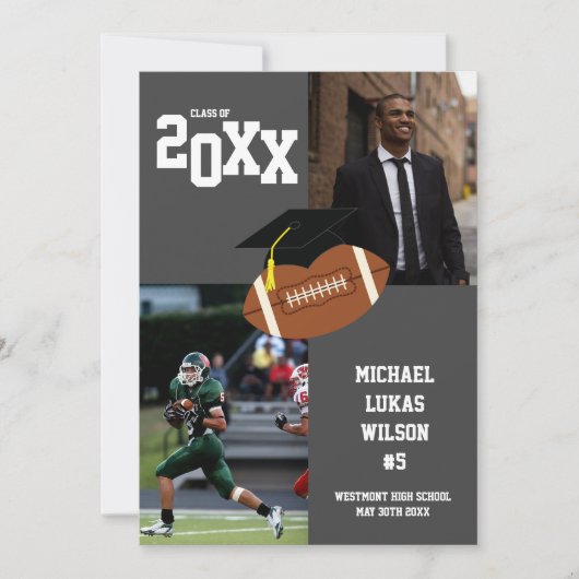 Afstudeersporten Voetbal Grijs Aankondiging (Voorkant)