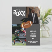 Afstudeersporten Voetbal Grijs Aankondiging (Staand voorkant)