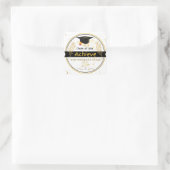 Afstudeersticker Goud Bloem 2026 Vierkante Sticker (Tas)