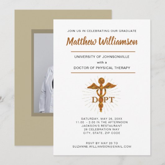 Afstudeersymbool voor Doctor in de Fysiotherapie Aankondiging (Voorkant / Achterkant)